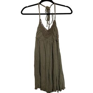 Ann Christine Olive Green Halter Dress/Long Tank